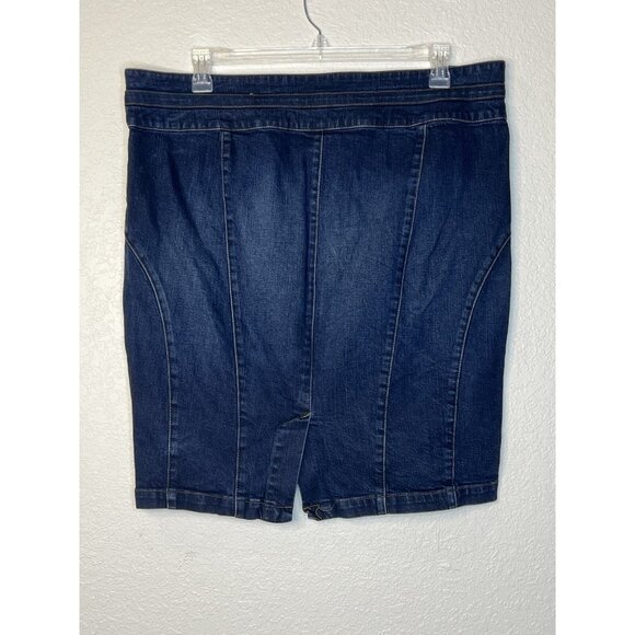 Torrid Denim Jean Skirt Women’s Sz 20 Slit In Back Knee Length - Picture 7 of 11